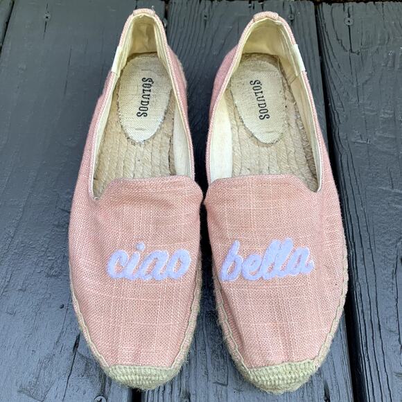 Soludos Shoes - Soludos Women's Ciao Bella Smoking Slippers Slip On Shoes Pink Canvas Jute 8